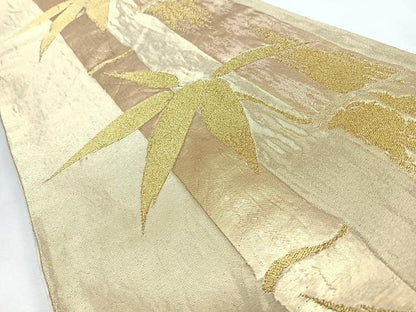 平和屋着物◎六通柄袋帯　笹竹文　金糸　正絹　逸品　CABL1804nb