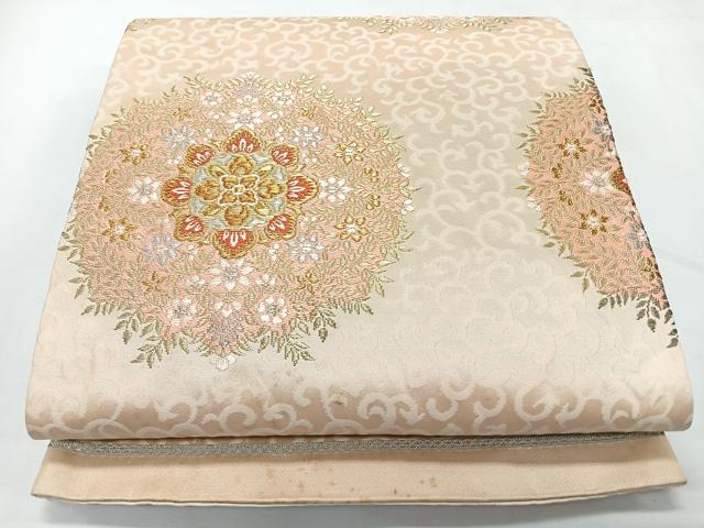 平和屋着物◎六通柄袋帯　更紗花唐草文　金銀糸　正絹　逸品　CABL1821nb