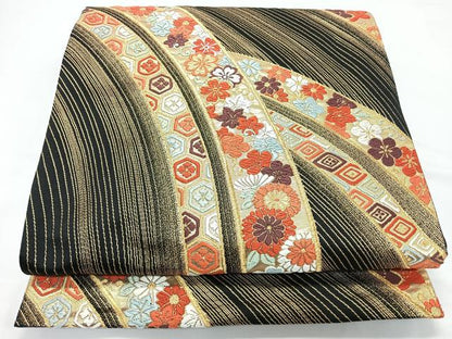 平和屋着物◎六通柄袋帯　唐織　吉祥花唐草文　金糸　正絹　逸品　CABL1823nb