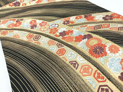 平和屋着物◎六通柄袋帯　唐織　吉祥花唐草文　金糸　正絹　逸品　CABL1823nb