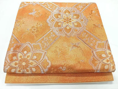 平和屋着物◎六通柄袋帯　更紗花文　金銀糸　正絹　逸品　CABL1827nb
