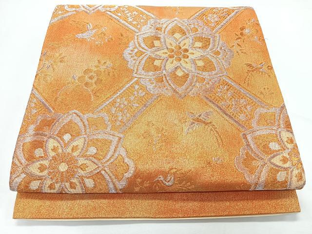 平和屋着物◎六通柄袋帯　更紗花文　金銀糸　正絹　逸品　CABL1827nb