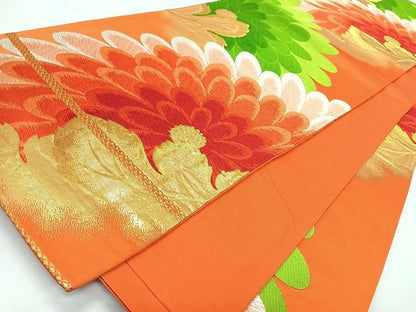 平和屋着物◎西陣　六通柄袋帯　唐織　舞花文　金糸　正絹　逸品　CABL1833nb