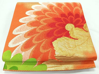 平和屋着物◎西陣　六通柄袋帯　唐織　舞花文　金糸　正絹　逸品　CABL1833nb