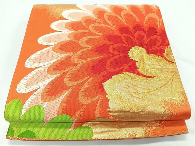 平和屋着物◎西陣　六通柄袋帯　唐織　舞花文　金糸　正絹　逸品　CABL1833nb