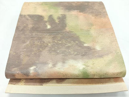 平和屋着物■六通柄袋帯　霞文　金糸　正絹　逸品　CABL1836nb