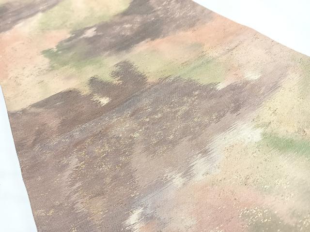 平和屋着物■六通柄袋帯　霞文　金糸　正絹　逸品　CABL1836nb
