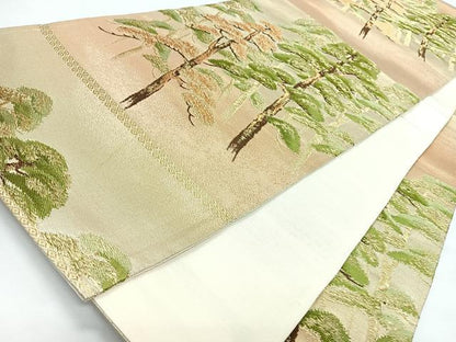 平和屋着物◎六通柄袋帯　松　金糸　正絹　逸品　CABL1837nb