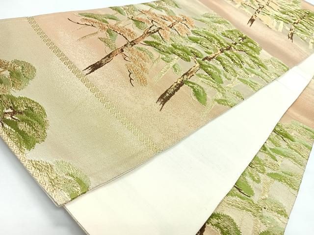 平和屋着物◎六通柄袋帯　松　金糸　正絹　逸品　CABL1837nb
