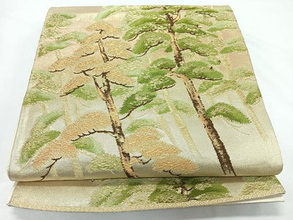 平和屋着物◎六通柄袋帯　松　金糸　正絹　逸品　CABL1837nb