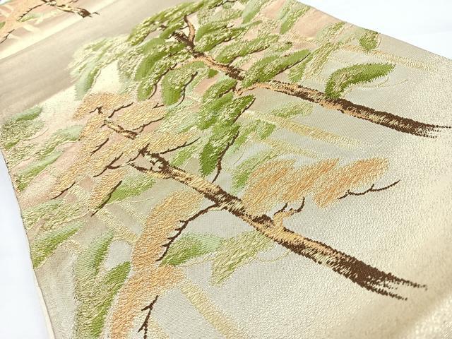 平和屋着物◎六通柄袋帯　松　金糸　正絹　逸品　CABL1837nb