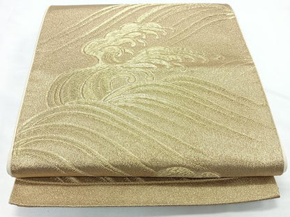 平和屋着物◎六通柄袋帯　立波文　金糸　正絹　逸品　CABL1839nb