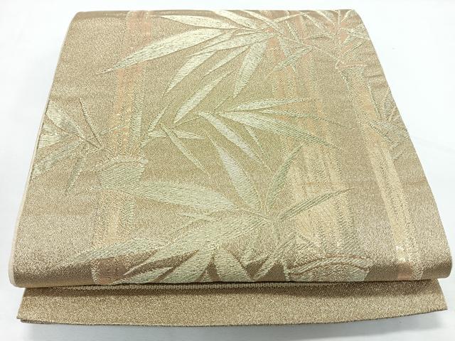 平和屋着物◎六通柄袋帯　笹竹文　金糸　正絹　逸品　CABL1840nb