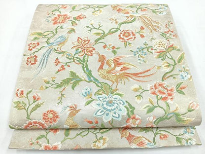 平和屋着物◎六通柄袋帯　花鳥文　金銀糸　正絹　逸品　CABL1846nb