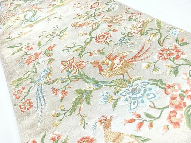 平和屋着物◎六通柄袋帯　花鳥文　金銀糸　正絹　逸品　CABL1846nb