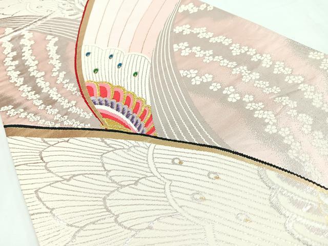 平和屋着物◎六通柄袋帯　唐織　花蝶文　金銀糸　正絹　逸品　CABL1848nb