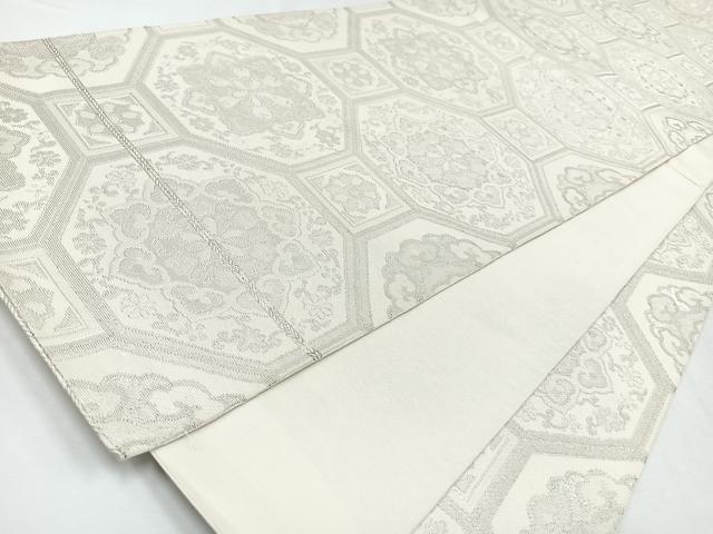 平和屋着物◎六通柄袋帯　名物裂類錦文　銀糸　正絹　逸品　CABL1849nb