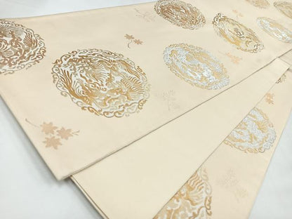 平和屋着物◎六通柄袋帯　草花文　金銀糸　正絹　逸品　CABL1856nb