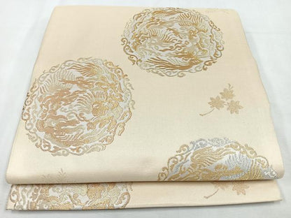 平和屋着物◎六通柄袋帯　草花文　金銀糸　正絹　逸品　CABL1856nb
