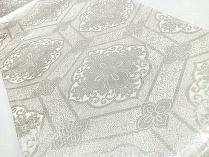 平和屋着物◎両面　全通柄袋帯　亀甲更紗花文　銀糸　正絹　逸品　CABL1863nb