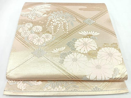 平和屋着物◎六通柄袋帯　唐織　草花鳳凰文　金銀糸　正絹　逸品　CABL1868nb