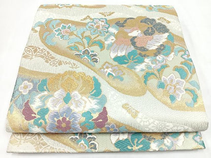 平和屋着物◎六通柄袋帯　唐織　花鳥文　金糸　正絹　逸品　CABL1872nb