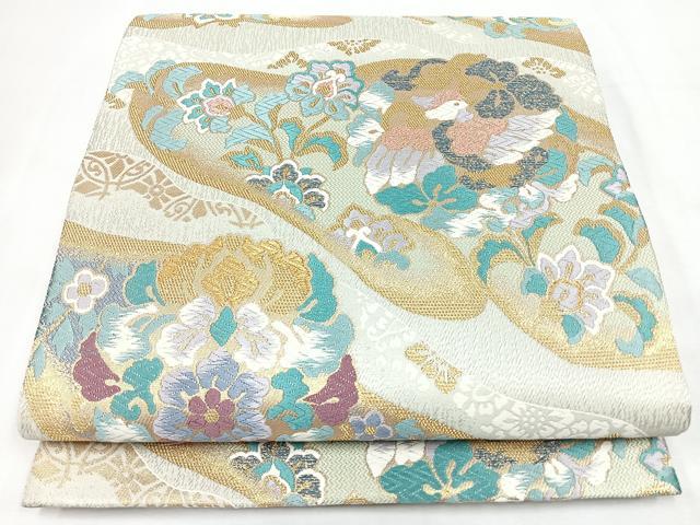 平和屋着物◎六通柄袋帯　唐織　花鳥文　金糸　正絹　逸品　CABL1872nb