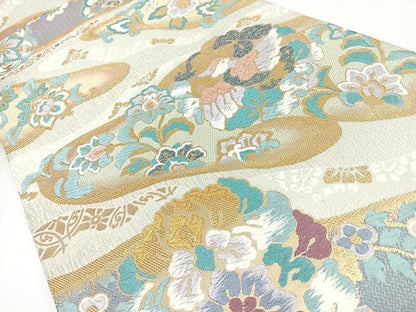 平和屋着物◎六通柄袋帯　唐織　花鳥文　金糸　正絹　逸品　CABL1872nb