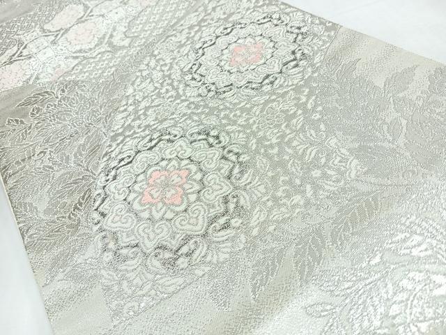平和屋着物◎六通柄袋帯　地紙正倉院草花文　プラチナ二重箔　正絹　逸品　CABL1874nb