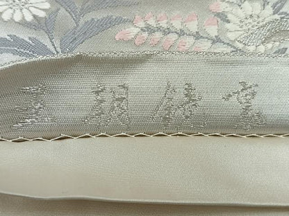 平和屋着物◎六通柄袋帯　唐織　王朝鏡裏　銀糸　正絹　逸品　CABL1875nb