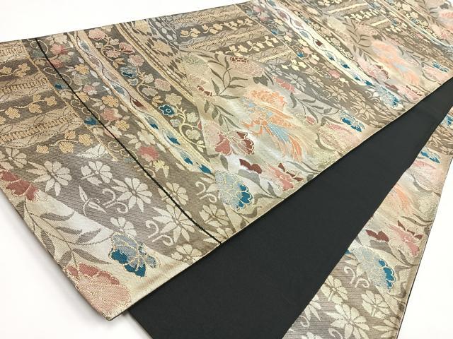 平和屋着物◎六通柄袋帯　切嵌花鳥文　金銀糸　正絹　逸品　CABL1876nb
