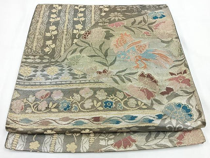 平和屋着物◎六通柄袋帯　切嵌花鳥文　金銀糸　正絹　逸品　CABL1876nb