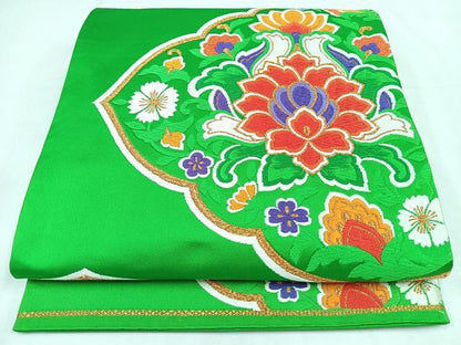 平和屋着物◎六通柄袋帯　更紗花文　金糸　正絹　逸品　CABL1878nb