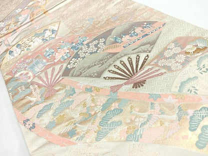 平和屋着物◎六通柄袋帯　徳川絵巻文　金銀糸　正絹　逸品　CABL1879nb