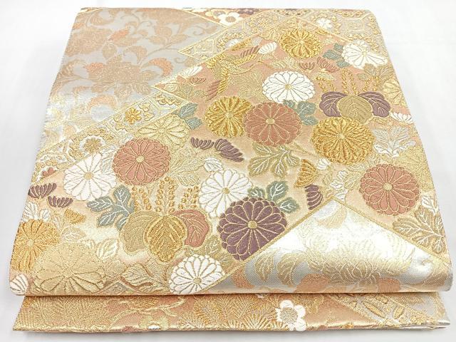 平和屋着物◎六通柄袋帯　花唐草飛鶴文　全通箔　金銀糸　正絹　逸品　CABL1880nb