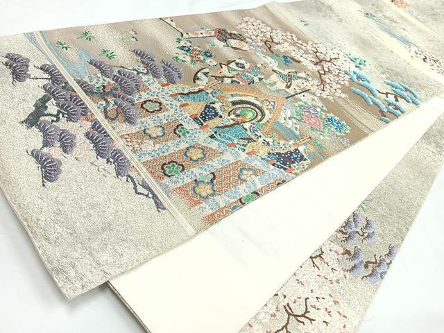 平和屋着物◎六通柄袋帯　舞楽絵巻　金銀糸　正絹　逸品　CABL1882nb