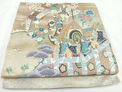平和屋着物◎六通柄袋帯　舞楽絵巻　金銀糸　正絹　逸品　CABL1882nb