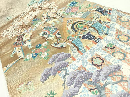 平和屋着物◎六通柄袋帯　舞楽絵巻　金銀糸　正絹　逸品　CABL1882nb