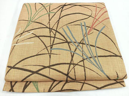 平和屋着物◎六通柄袋帯　枝葉文　正絹　逸品　CABL1884nb