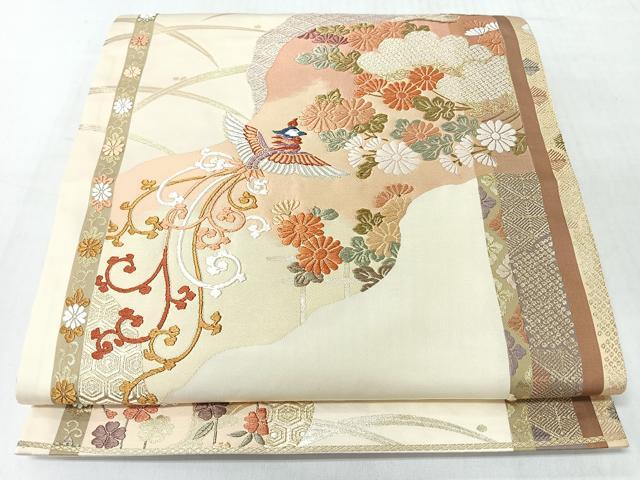 平和屋着物◎六通柄袋帯　唐織　瑞鳥裂賓文　金糸　正絹　逸品　CABL1887nb