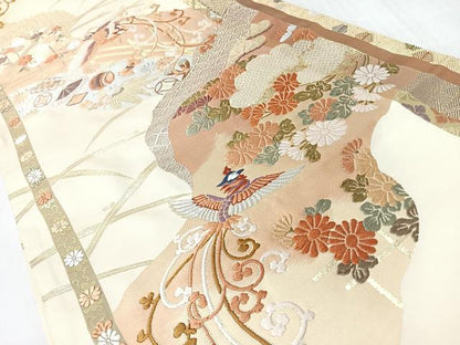 平和屋着物◎六通柄袋帯　唐織　瑞鳥裂賓文　金糸　正絹　逸品　CABL1887nb