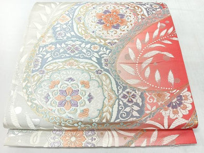 平和屋着物◎六通柄袋帯　唐織　正倉院花唐草文　金銀糸　正絹　逸品　CABL1888nb