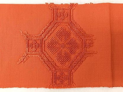 平和屋着物◎つけ帯　紬地　総刺繍　蜀江舞花文　正絹　逸品　CABL1889nb