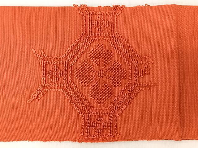 平和屋着物◎つけ帯　紬地　総刺繍　蜀江舞花文　正絹　逸品　CABL1889nb