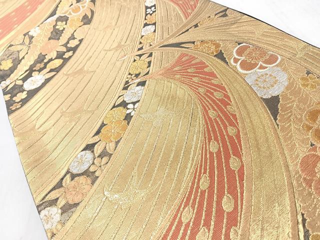 平和屋着物◎六通柄袋帯　花鳥文　金糸　正絹　逸品　CABL1891nb