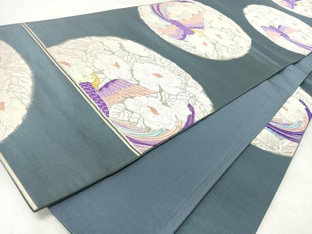 平和屋着物◎六通柄袋帯　唐織　推朱花鳥文　金銀糸　正絹　逸品　CABL1892nb