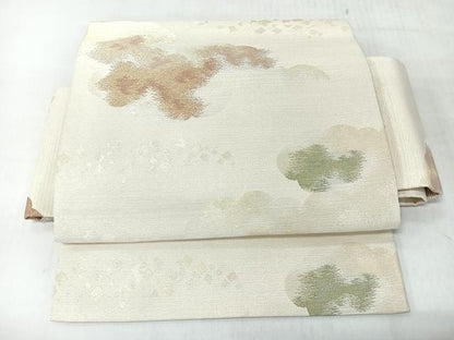 平和屋着物◎つけ帯　雲取り文　金糸　正絹　逸品　CABL1894nb