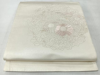 平和屋着物◎中国三大刺繍　相良刺繍　総刺繍　太鼓柄袋帯　草花文　正絹　逸品　CABL1898nb