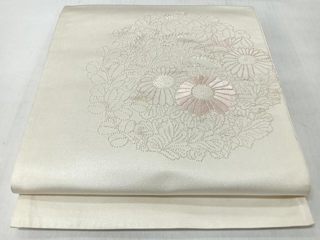 平和屋着物◎中国三大刺繍　相良刺繍　総刺繍　太鼓柄袋帯　草花文　正絹　逸品　CABL1898nb