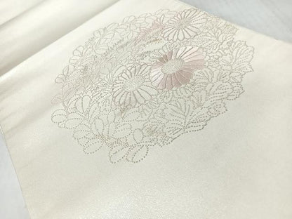 平和屋着物◎中国三大刺繍　相良刺繍　総刺繍　太鼓柄袋帯　草花文　正絹　逸品　CABL1898nb